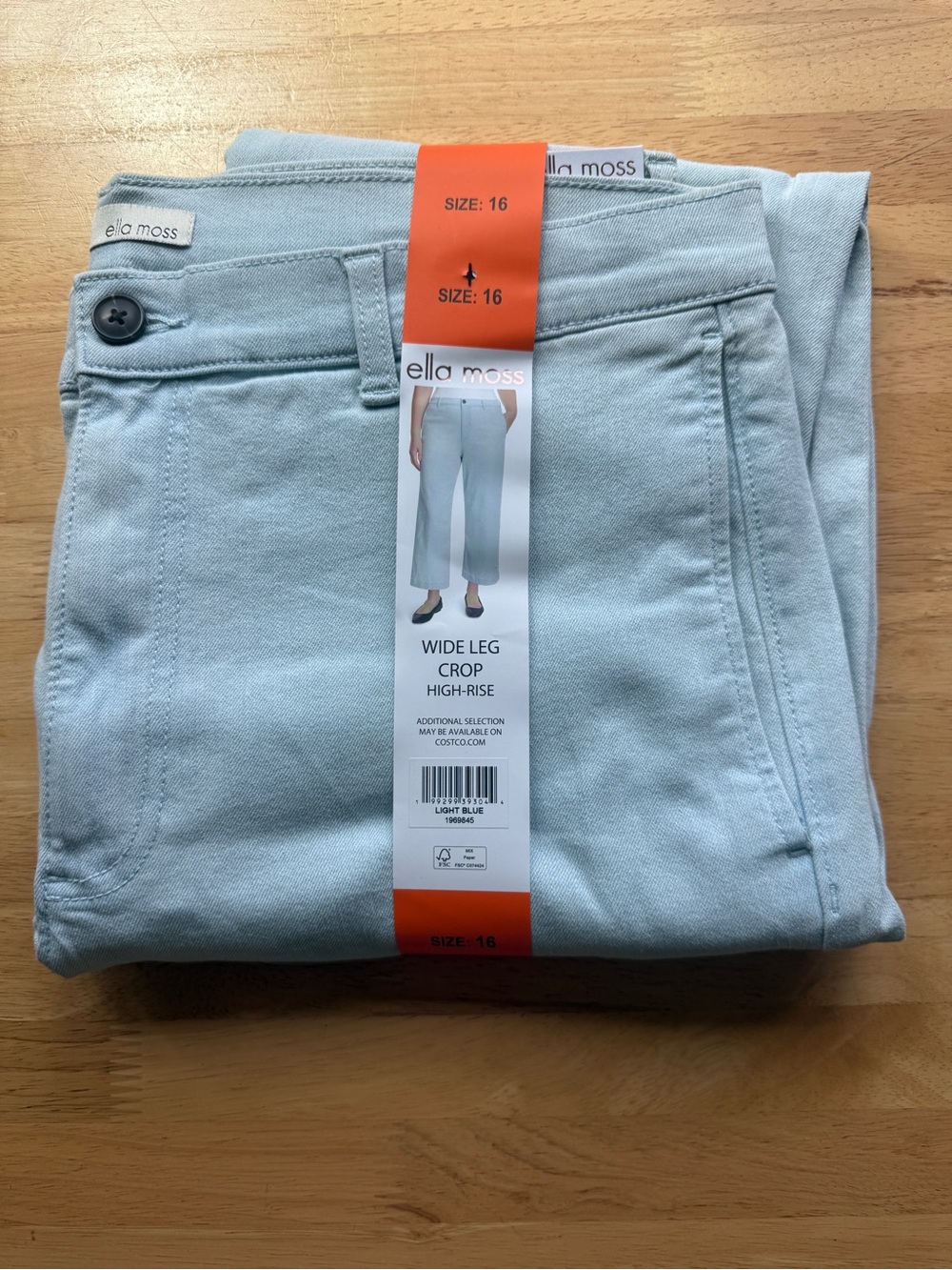 Ella Moss Light Blue Wide Leg Crop High-Rise Jeans - Size 16